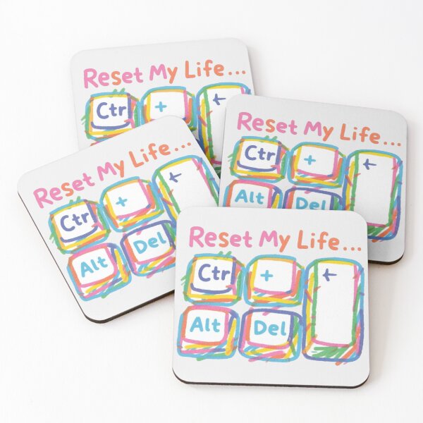 Item preview, Ctrl + Alt + Del — Reset My Life, Cute Childlike Doodle Keyboard Design designed and sold by HappySproutArt.