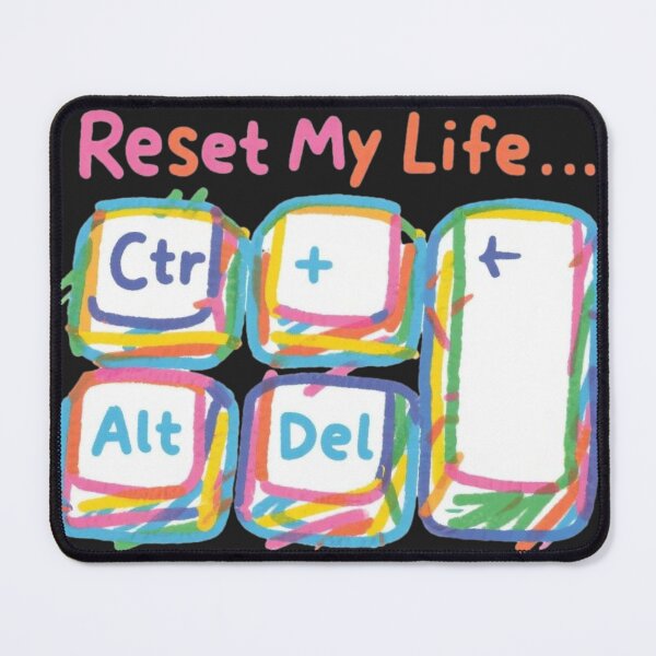 Item preview, Ctrl + Alt + Del — Reset My Life, Cute Childlike Doodle Keyboard Design designed and sold by HappySproutArt.