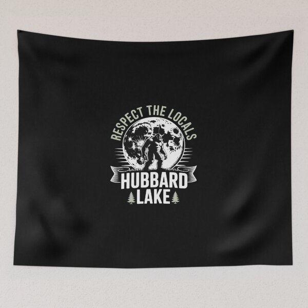 Item preview, Hubbard Lake Michigan Respect Locals Bigfoot Sasquatch Moon designed and sold by dainegilbert.