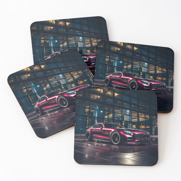 Item preview, Sleek automobile standing by modern glass structure under stars designed and sold by RevUpDesign.