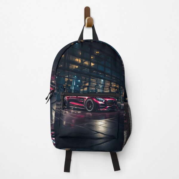 Item preview, Sleek automobile standing by modern glass structure under stars designed and sold by RevUpDesign.
