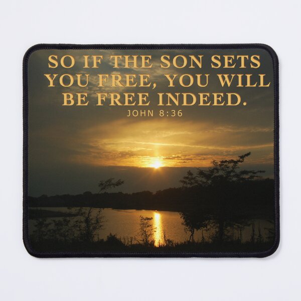 Item preview, Scripture Verse John 8:36 Over A Sunset Photograph designed and sold by ABeasEyeView.