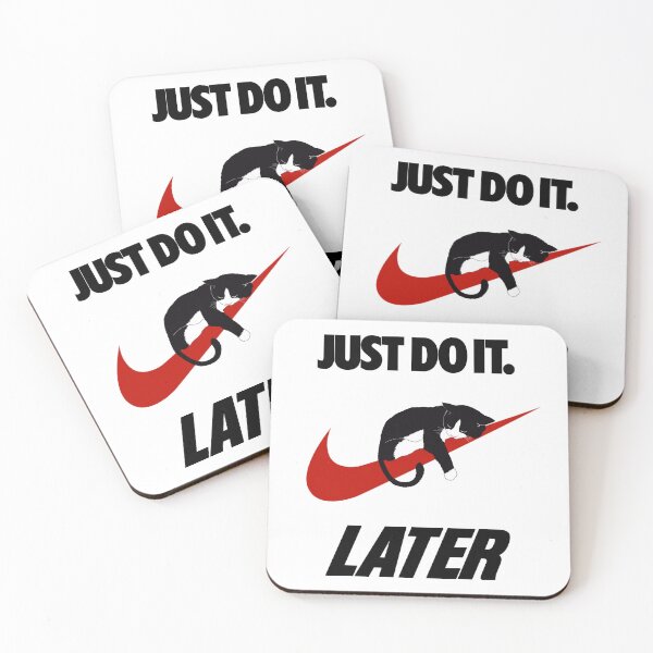 Item preview, STiCKER of: LAZY CAT Just Do It, Later! Parody Logo designed and sold by Holy Coast Threads (Formerly ChristianFlower).