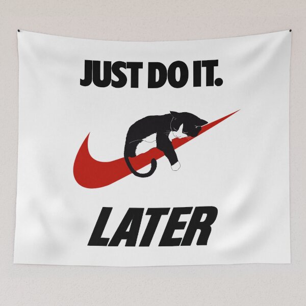 Item preview, STiCKER of: LAZY CAT Just Do It, Later! Parody Logo designed and sold by Holy Coast Threads (Formerly ChristianFlower).