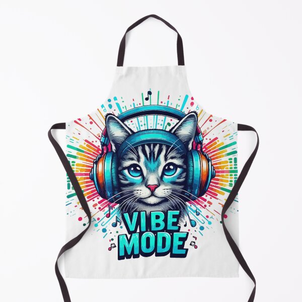 Item preview, VIBE MODE Tabby Cat with Blue Eyes - AI Lo-fi Music Headphones Art designed and sold by Design-Pro-21.