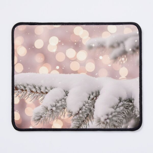 Item preview, Dreamy Pink Bokeh Christmas | Snowy Pine Branches with Glowing Lights designed and sold by Thaliandra.