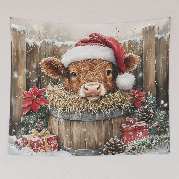 Item preview, Highland Calf at Christmas designed and sold by PixelExpressStudio.