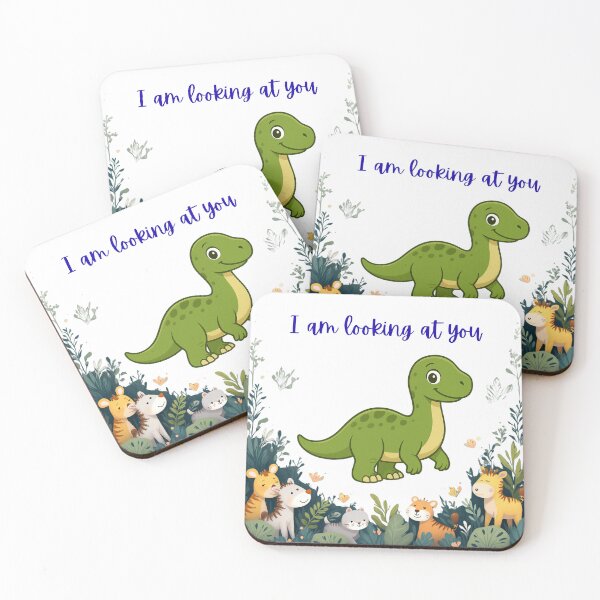 Item preview, Smiling Green Dino in the Forest – Kids Illustration, Adorable Dinosaur Watching You – Playful Cartoon Art, Cute Dino and Forest Friends – Children’s Artwork designed and sold by GDbanners.