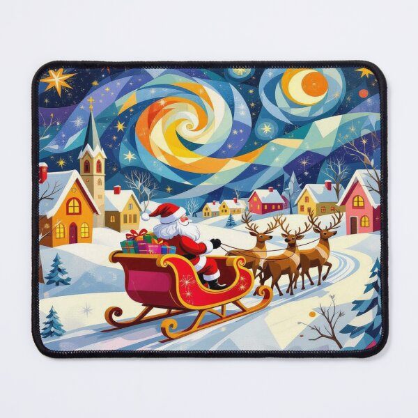 Item preview, Santa's Sleigh in winter splendor – snowy village, golden sky & festive vibes full of movement & magic designed and sold by FotoworldEdel.
