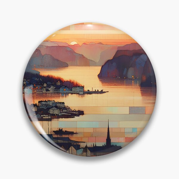 Item preview, Dawn Over the Norwegian Fjord | Winter Landscape Art designed and sold by Stoneflower-Art.