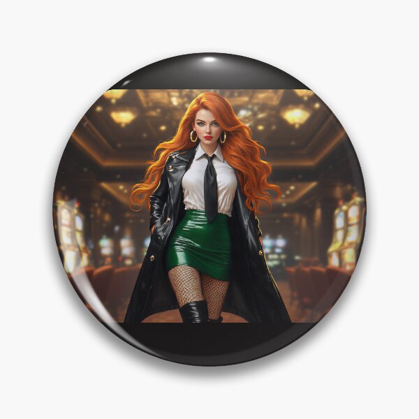 Item preview, Fiery Redhead in Leather Wins it All designed and sold by Trina AI Art.