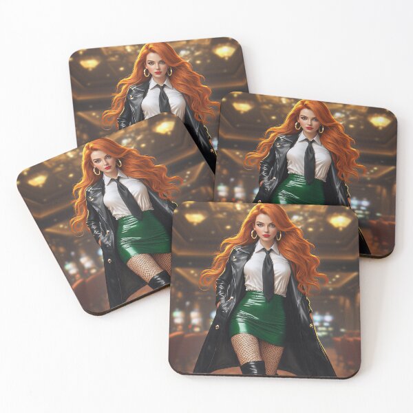Item preview, Fiery Redhead in Leather Wins it All designed and sold by Trina AI Art.
