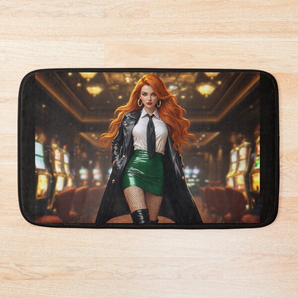 Item preview, Fiery Redhead in Leather Wins it All designed and sold by Trina AI Art.