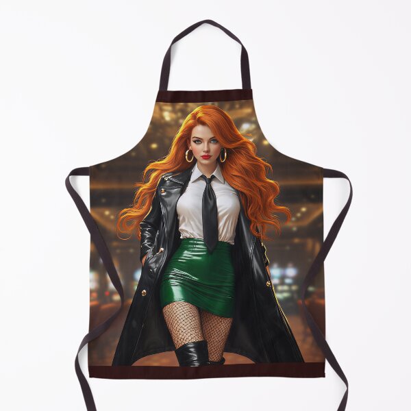 Item preview, Fiery Redhead in Leather Wins it All designed and sold by Trina AI Art.