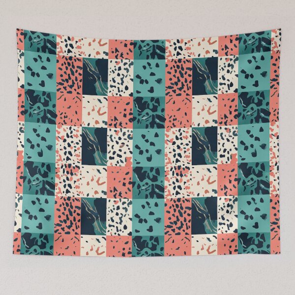 Item preview, Geometric Patchwork Pattern with Terrazzo and Leopard Textures designed and sold by SassyArtistry.