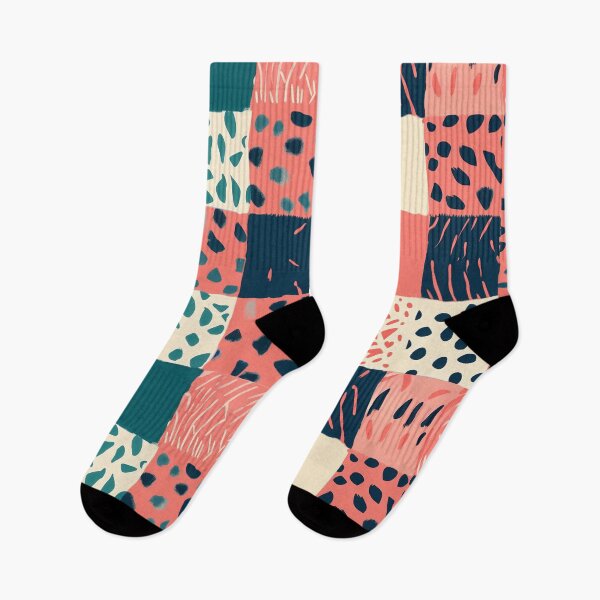 Item preview, Patchwork Pattern with Animal Spots, Coral Shapes and Teal Blocks designed and sold by SassyArtistry.
