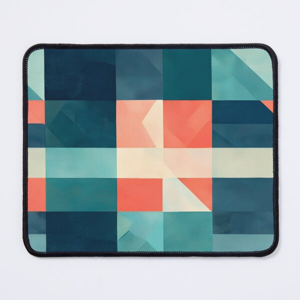 Item preview, Geometric Blocks Pattern in Teal, Navy and Coral Squares designed and sold by SassyArtistry.