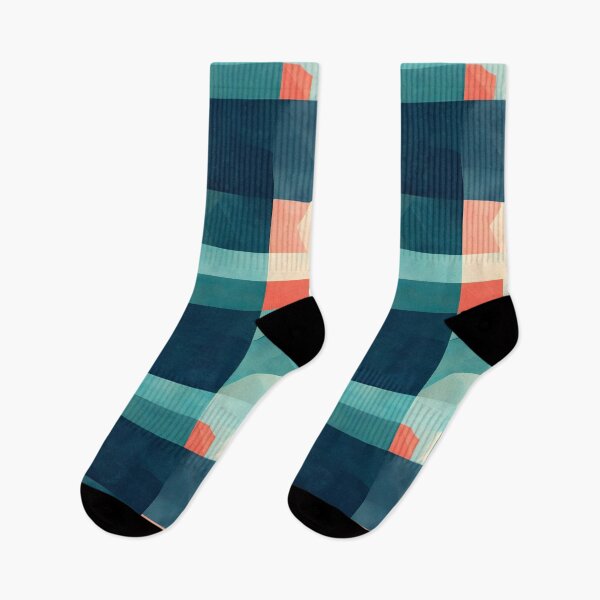 Item preview, Geometric Blocks Pattern in Teal, Navy and Coral Squares designed and sold by SassyArtistry.