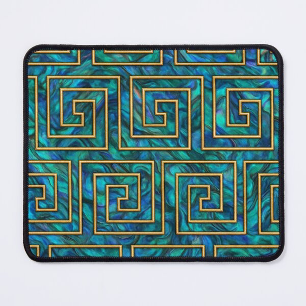 Item preview, Teal Gold Greek Key Spiral Pattern designed and sold by SassyArtistry.