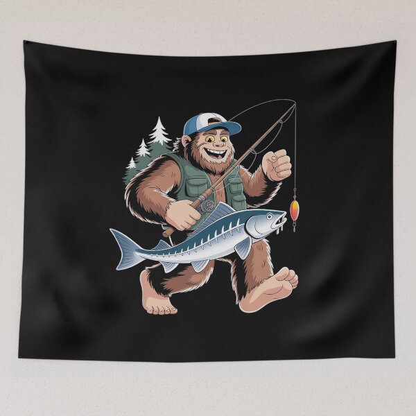 Item preview, Men's Black Sturgeon Fishing Bigfoot Hunting designed and sold by KonstanKoraner.