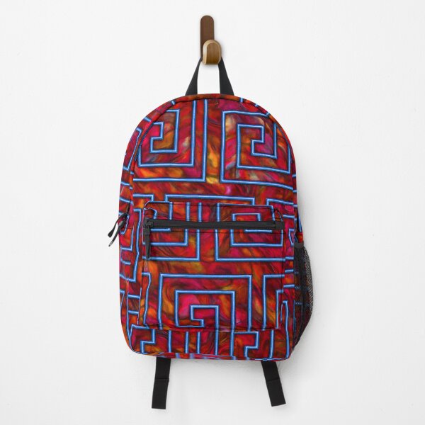 Item preview, Greek Key Neon Geometric Tiles Pattern Red Blue Purple designed and sold by SassyArtistry.