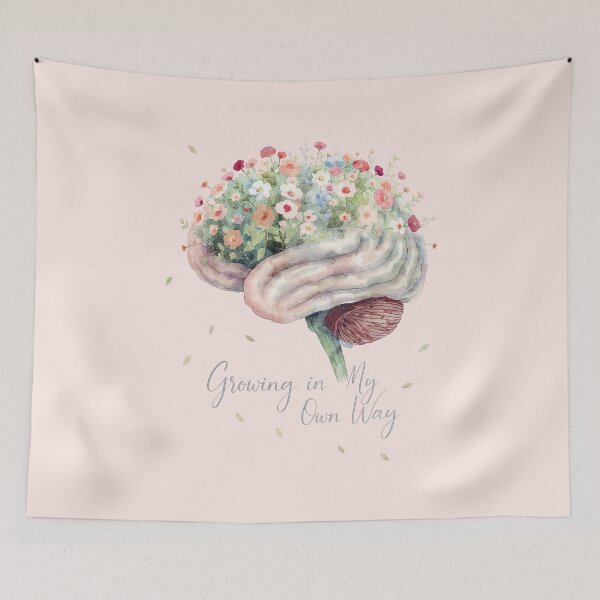 Item preview, Growing in My Own Way – Floral Brain Watercolor Art | Neurodiversity, Self-Growth & Mental Wellness Design designed and sold by PureBrain.