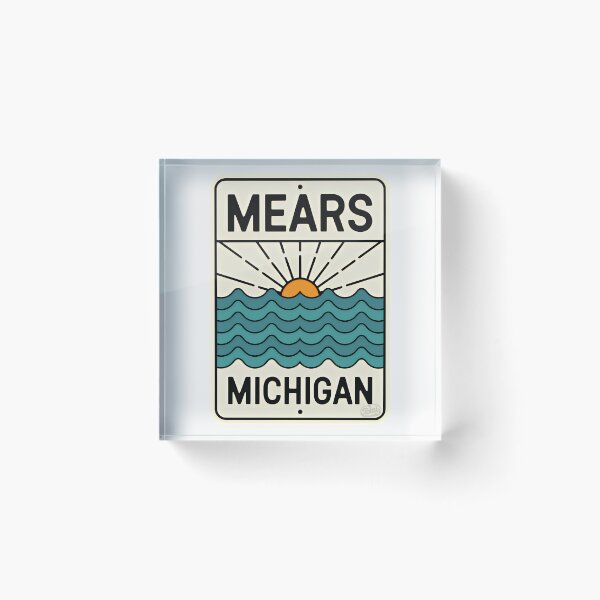 Item preview, Mears Michigan - Retro Beach Sign designed and sold by TheOldMittenIllustrated.