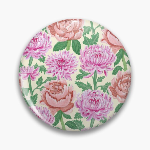 Item preview, Hand-Painted Vintage Chrysanthemums & Peonies - Linen-Textured Butter designed and sold by IlustraDeni.