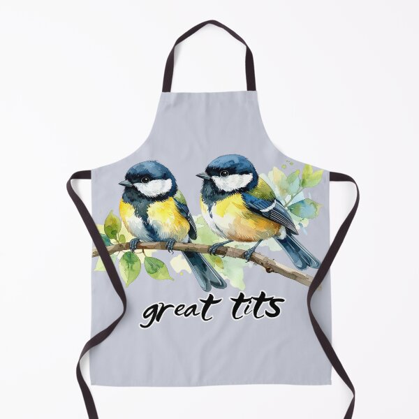 Item preview, Great tits sitting on a branch - "great tits" text, pun designed and sold by LiskoDesign.