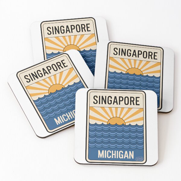 Item preview, Singapore Michigan - Retro Beach Sign designed and sold by TheOldMittenIllustrated.