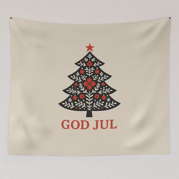 Item preview, Scandinavian Folk Art Christmas Tree – God Jul Nordic Holiday Design designed and sold by Planthem.