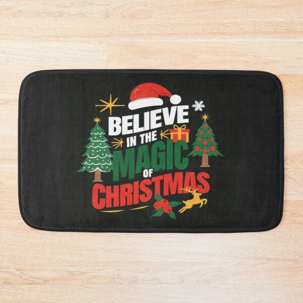 Item preview, Believe in the Magic of Christmas – Festive Holiday Design with Santa Hat, Trees & Snowflakes designed and sold by Bright Nest Studio.