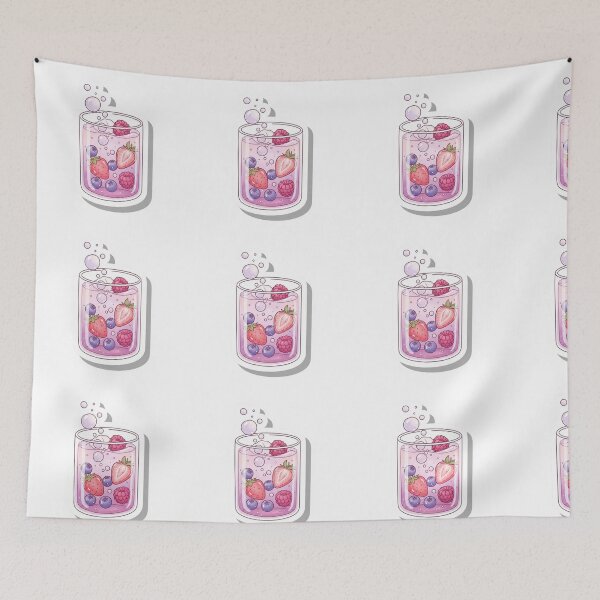 Item preview, Fizzy Berry Drink – Cute Sparkling Mixed Berries Illustration designed and sold by zenaikido.