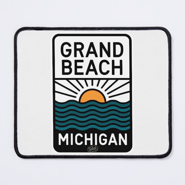 Item preview, Grand Beach Michigan - Retro Beach Sign designed and sold by TheOldMittenIllustrated.