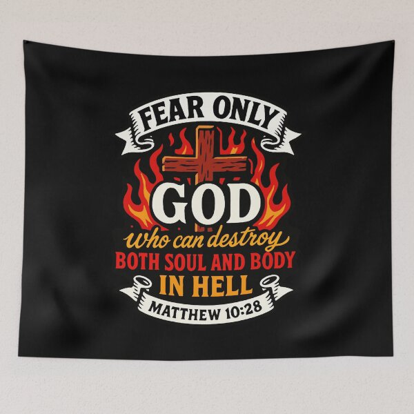 Item preview, Matthew 10:28 Fear Only God Who Can Destroy Both Soul And Body In Hell designed and sold by plushism.