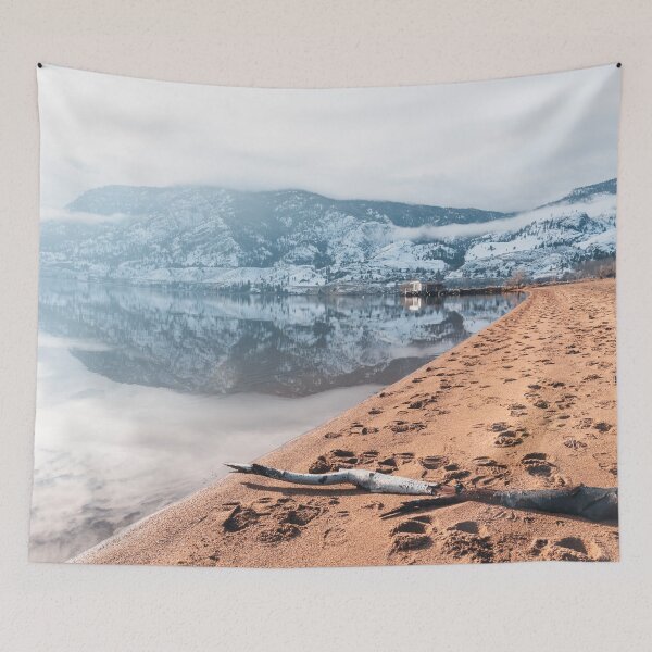 Item preview, Snow-covered mountains reflecting in Skaha Lake in December designed and sold by Amy Mitchell.