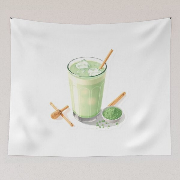 Item preview, Iced Matcha Latte – Fresh Green Tea Drink Illustration designed and sold by zenaikido.