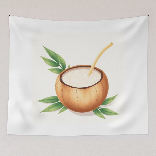 Item preview, Tropical Coconut Drink – Fresh Natural Coconut Illustration designed and sold by zenaikido.