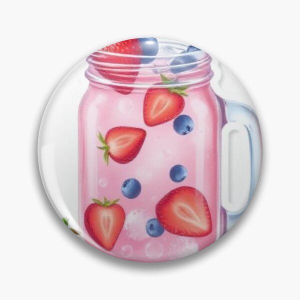 Item preview, Berry Infused Pink Drink – Fresh Strawberry Blueberry Mason Jar Illustration designed and sold by zenaikido.