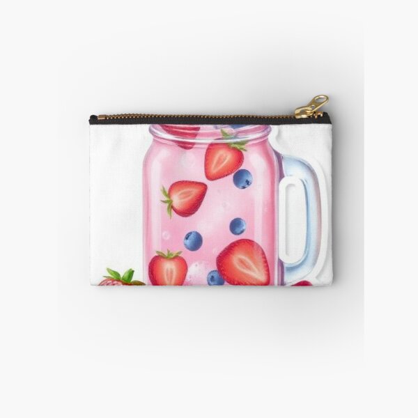 Item preview, Berry Infused Pink Drink – Fresh Strawberry Blueberry Mason Jar Illustration designed and sold by zenaikido.