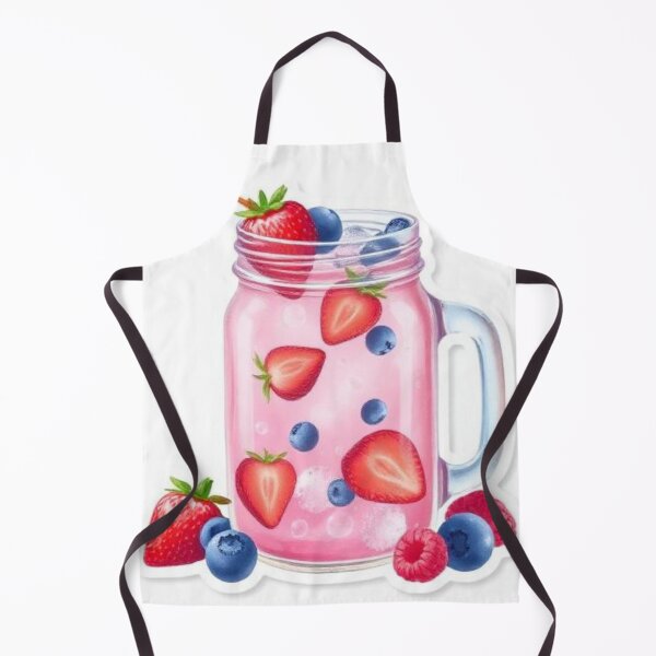 Item preview, Berry Infused Pink Drink – Fresh Strawberry Blueberry Mason Jar Illustration designed and sold by zenaikido.