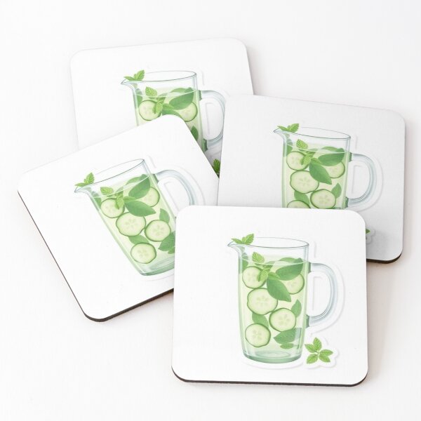 Item preview, Cucumber Mint Water – Fresh Detox Drink Pitcher Illustration designed and sold by zenaikido.