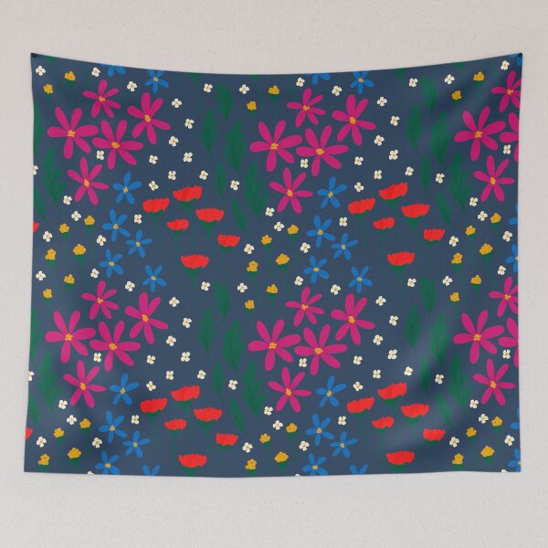 Item preview, Small Vibrant Flowers, Pink, Red, Blue designed and sold by RosalindeClara.