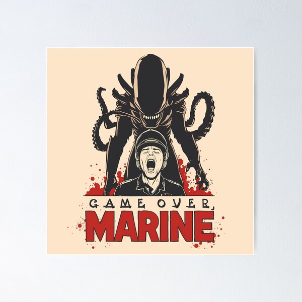 Item preview, Game Over Marine Retro Sci-Fi Alien Horror designed and sold by ruidaniel.
