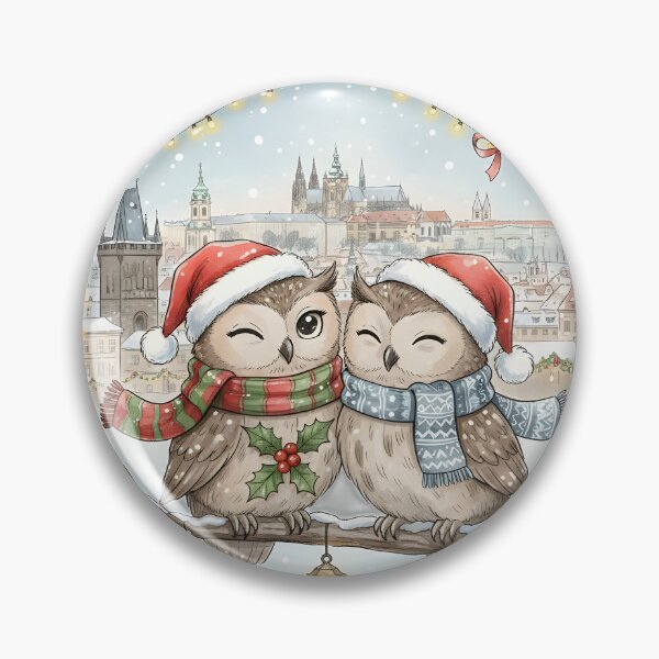 Item preview, Two Christmas Owls Prague Charles Bridge designed and sold by FixwellStudio.