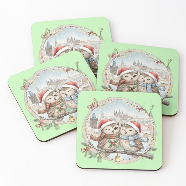 Item preview, Two Christmas Owls Prague Charles Bridge designed and sold by FixwellStudio.