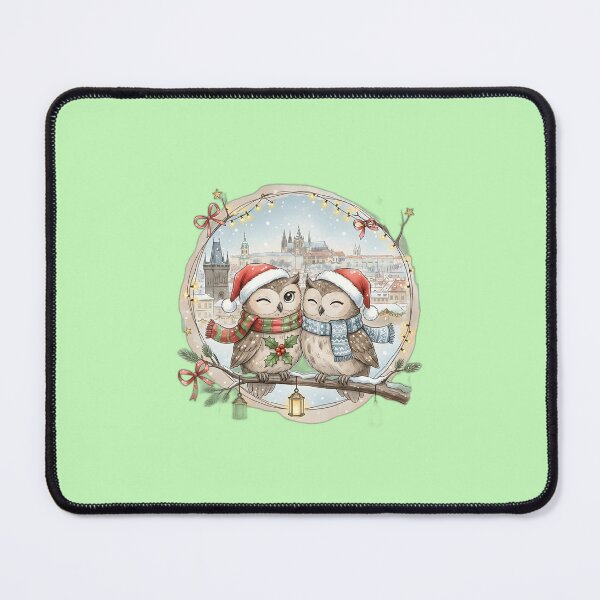 Item preview, Two Christmas Owls Prague Charles Bridge designed and sold by FixwellStudio.