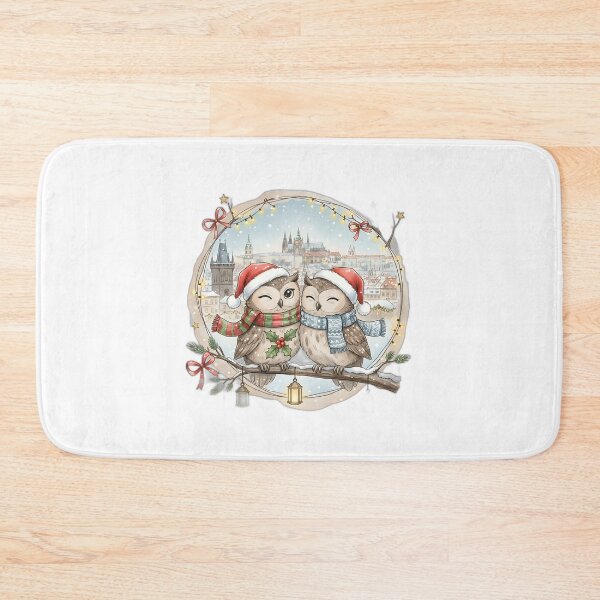 Item preview, Two Christmas Owls Prague Charles Bridge designed and sold by FixwellStudio.