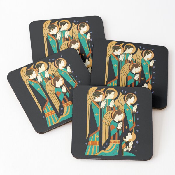 Item preview, Art Deco Choir of Angels – Teal & Gold Prayer Panel  designed and sold by Sanctum Icons.
