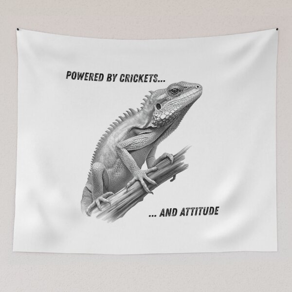 Item preview, Powered by Crickets and Attitude – Iguana / Lizard Reptile Humor designed and sold by Panoramax.